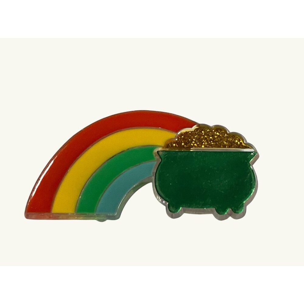 Hallmark Rainbow & Pot Of Gold Pin Vintage Collectible Colorful Brooch 1982